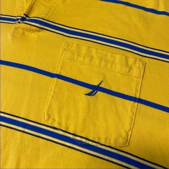 NAUTICA | Men’s Yellow Striped Polo Tshirt - Picture 2 of 4